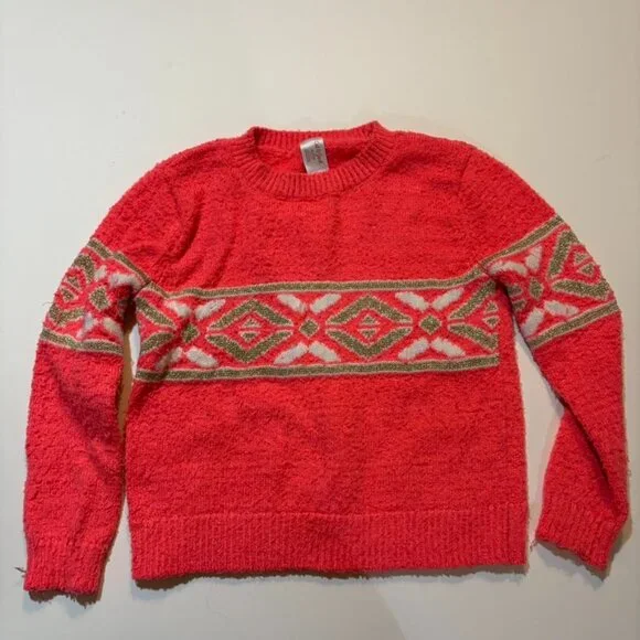 Cat & Jack Girls Red Fair Isle Knit Sweater Size M (7/8) - Picture 1 of 4